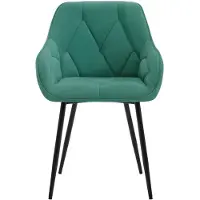 Happyment lot de 2 chaises de salle à manger - Chaises de cuisine rembourrées avec dossier et accoudoirs - Pieds en acier - Pour le salon, le bureau ou la coiffeuse - Velours