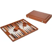 Philos Jeu de backgammon , grand format, marron, simili cuir, jeu de société classique