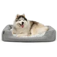 Lionto Lit pour chien chiné avec coussin réversible, 110x80 cm, gris /2