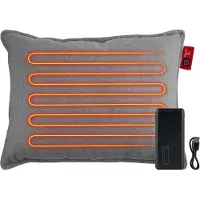 Feel Home - Oreiller chauffant - Gris solide 45x60cm - avec banque d'alimentation 10000mAh