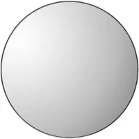 Happyment Miroir mural rond Fioren - 80x80 cm - Noir - Cadre métallique - Pour salle de bain, chambre et couloir