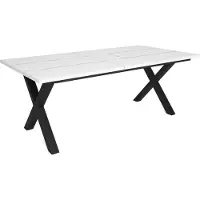 Happyment Tables de salle à manger Duvi – Table de salle à manger rectangulaire pour 4 à 8 personnes – Bois massif et pieds métalliques en X – Moderne – Noir – 200 x 90 x 75 cm