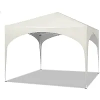 Happyment Happiq 3x3m Pop-Up Party Tent - Pavillon de jardin imperméable avec toit semi-circulaire - hauteur réglable - Tente pliante pour le marché, le jardin et les événements - Blanc