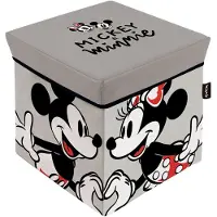 Arditex Cube de rangement avec Couvercle - Disney Mickey & Minnie Amoureux - 30x30x30 cm