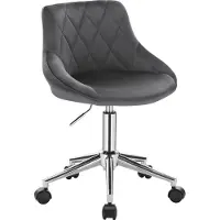 Merkloos Chaise de bureau Happyment Deluxe - Chaise de bureau ergonomique pour adulte - Gris foncé - Réglable en hauteur - Velours - Sur roulettes - Chaise de bureau pivotante confortable