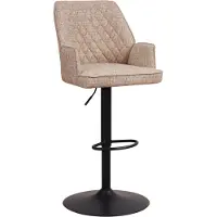 Happyment Tabouret de bar Deluxe - Blanc - Avec dossier et accoudoirs - Repose-pieds - Design moderne - Pour la cuisine et le bar - Chenille - 1 pièce