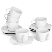 Happyment Prestina Set de tasses - set de 6 - Blanc - Tasses à café pour le quotidien et le petit déjeuner