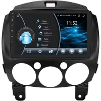 Happiq Autoradio avec Bluetooth et CarPlay pour Mazda 2 (2007-2014), compatible avec Apple et Android, chaîne stéréo, système de navigation, 2 Go de RAM, 32 Go de mémoire interne