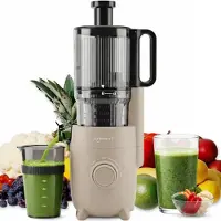 Safecourt Kitchen Slow Juicer - moteur puissant [Technologie de pré-coupe et de pression à froid] - nettoyage facile - sans BPA - juicer Beige