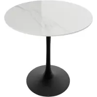 Happyment Grandiose Table à manger ronde - 78?cm - Plateau en pierre frittée - Structure métallique - Table de bistrot et de cuisine