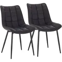 Happyment Chaises de salle à manger de luxe – Gris foncé – Avec accoudoirs – Lot de 2 – CuirPolyuréthane– Chaises de salon et de cuisine – Chaise baquet – Hauteur d'assise 47 cm