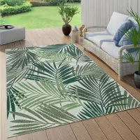 Paco Home Tapis d'extérieur résistant aux intempéries Balcon Palmiers Jungle Motif floral Boho Vert Taille 240x340 cm