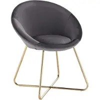 Happyment Chaise de salle à manger Watford – Velours gris foncé – Pieds en métal – Chaise individuelle – Deluxe – Avec accoudoirs – Hauteur d'assise 44 cm – Moderne et élégante – 1 pièce