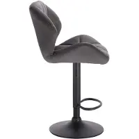 Happyment Tabouret de bar Confortable Gris - Avec dossier - Velours - Réglable en hauteur 60-82 cm - Ergonomique - Cadre stable en acier - 1 pièce