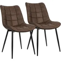 Happyment Chaises de salle à manger de luxe – Marron – Chaise à accoudoirs – CuirPolyuréthane– Lot de 2 – Chaise de salon et de cuisine – Moderne et élégante – Hauteur d'assise 47 cm
