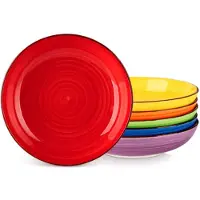Happyment Marlito Service de table - 6 pièces - 4 personnes - Assiettes plates, assiettes creuses & assiettes à déjeuner - Multicolore - Céramique