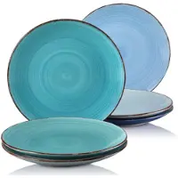 Happyment Celestia Service de table - 16 pièces - 4 personnes - Céramique bleu marine - Assiettes plates, assiettes creuses & assiettes à déjeuner - Service de cuisine élégant