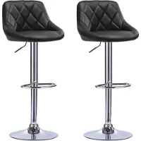 Happyment Chaise de bar design Gita - Dossier - Stable - Tabouret de bar ergonomique - Cuir synthétique - Hauteur d'assise 60-82?cm - Noir - Set de 2 - Cuisine & Bar - Réglable en hauteur