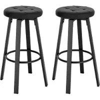 Happyment Chaise de bar Zura - Tabouret de bar ergonomique - Dossier - Similicuir - Hauteur d'assise 60-82?cm - Anthracite - Set de 2 - Cuisine & Bar