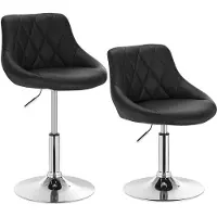 Happyment Tabouret de bar Norino Deluxe - Industriel - Noir - Tabouret de bar avec dossier - Réglable en hauteur - Similicuir - Cadre métallique - Pivotant à 360° - 1 pièce