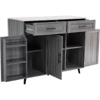 Happyment Chariot de cuisine - Ilot de cuisine avec plan de travail extensible - Dinerdressoir - Rangement - Pour cuisine ou salle à manger - Marbre blanc & bois gris kaki