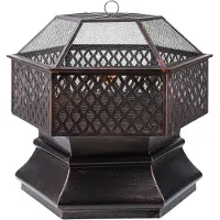 Happyment Barbecue de jardin Zyrell – Panier à feu – Brûle-parfum – Poêle de terrasse – Barbecue à fumée – Barbecue d'extérieur – Structure en acier avec pare-étincelles – 76 cm
