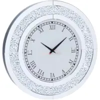 Happyment Horloge miroir Opulence - Horloge miroir élégante - Argent - Miroir mural rond - 80?cm - Sans éclairage - Pour le salon