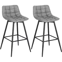 Happyment Tabouret de Bar en Cuir avec Dossier - Lot de 2 - Ergonomique - Pour Cuisine & Bar - Gris