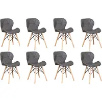 Happyment Chaises de salle à manger modernes – Gris – Lot de 8 – Chaises baquets – Chaises de salon et de cuisine – Hauteur d'assise 38 cm