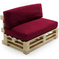 Bananair Coussins Palette Déhoussable Imperméable LOT 120x80cm/120x40cm Rouge