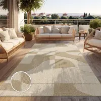Paco Home Tapis d'extérieur résistant aux intempéries Balcon Salon Boho Géométrique Beige Crème Dimensions 120 x 160 cm