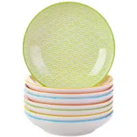 Happyment Valenza Service de table - 8 pièces - 4 personnes - Assiettes plates, assiettes creuses & assiettes à déjeuner - Coloré - Céramique