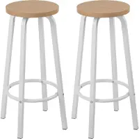 Happyment Tabouret de Bar DeLuxus - Set de 2 - Tabouret de Bar sans dossier - Blanc/Brun - 30×30×70cm - Black Friday / Cadeau de Noël