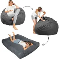 Bananair Pouf lit convertible 2en1 gris foncé