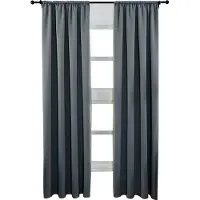 Happyment Ensemble de rideaux Diva - 2 pièces - Gris foncé - 117x138 cm - Occultant - Avec bande plissée - Velours - Isolant
