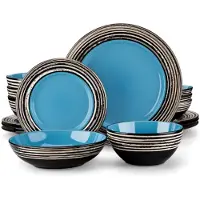 Happyment Majesto Service Marlito - 32 pièces - 8 personnes - Bleu - Assiettes - Service de table - Assiettes creuses - Assiettes petit déjeuner - Servies - Ustensiles de cuisine