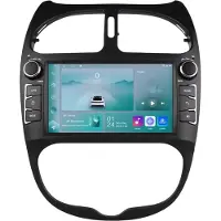 Happiq Autoradio avec Bluetooth, CarPlay, compatible avec Apple et Android, chaîne stéréo, navigation, système de navigation pour Peugeot 206 / 206CC / 206SW (2000-2008)