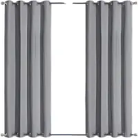 Happyment Rideau d'intimité d'extérieur Gris clair 244×140 cm - Imperméable & résistant aux UV - Résistant au vent - Occultant - Pour jardin, balcon & véranda - Avec oeillets