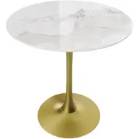 Happyment Table de salle à manger Grandiose - 78 cm de hauteur Table ronde de cuisine - Plateau en pierre frittée avec socle - Table de bistrot pour les loisirs et les intérieurs modernes