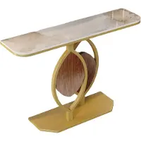Happyment Table console Royal Valora - Blanc/Doré - Table murale - Aspect marbre - Table de maintien - Sidetable - 120 cm
