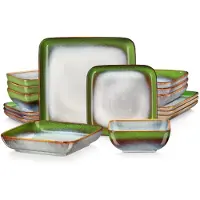 Happyment Valentina Service de table - 16 pièces - 4 personnes - Mix Couleurs - Assiettes plates - Service de table - Assiettes creuses - Assiettes petit déjeuner - Servies - Ustensiles de cuisine