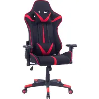 Happyment Chaise de jeu Diva - Tissu - Avec dossier & accoudoir - Réglable en hauteur - Ergonomique - Rouge/Noir