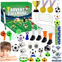 Happyment Calendrier de l'Avent 2024 - Football - Enfants - Sportif - 24 surprises - Cadeau de Noël