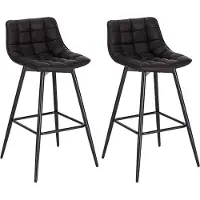 Bolt Happyment Tabouret de bar Zizi Industrial – Anthracite – Tabouret de bar – Chaise de cuisine – Chaise de bar avec dossier – Simili cuir – Lot de 2