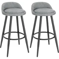 Happyment Tabouret de bar en cuir Cardiff - Gris - Tabouret de bar avec dossier - Ergonomique - Réglable en hauteur - Lot de 2 - Structure métallique
