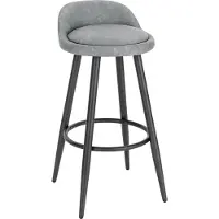 Happyment Tabouret de bar Nila – Ergonomique – Hauteur d'assise 69 cm – Gris – Avec dossier bas – Cuisine & bar – Pièce unique – Lot de 2