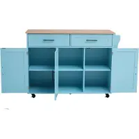 Happyment Chariot de cuisine - Ilot de cuisine avec plan de travail extensible - Dinerdressoir - Rangement - Pour cuisine ou salle à manger - Marbre blanc & bois gris kaki