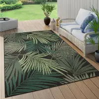 Paco Home Tapis d'extérieur résistant aux intempéries Balcon Palmiers Jungle Motif floral Boho Vert Taille 120x170 cm