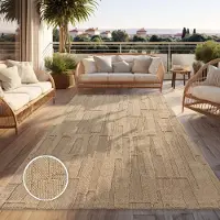 Paco Home Tapis d'extérieur résistant aux intempéries Balcon Salon Design bohème Motif abstrait Beige Dimensions 200 x 280 cm