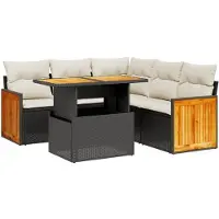 vidaXL Ensemble de salon de jardin 6 pièces avec coussins noir poly rotin